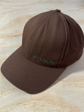VTG Filson Cotton Twill Logger Cap Made in USA Brown Green Strapback Hat RARE